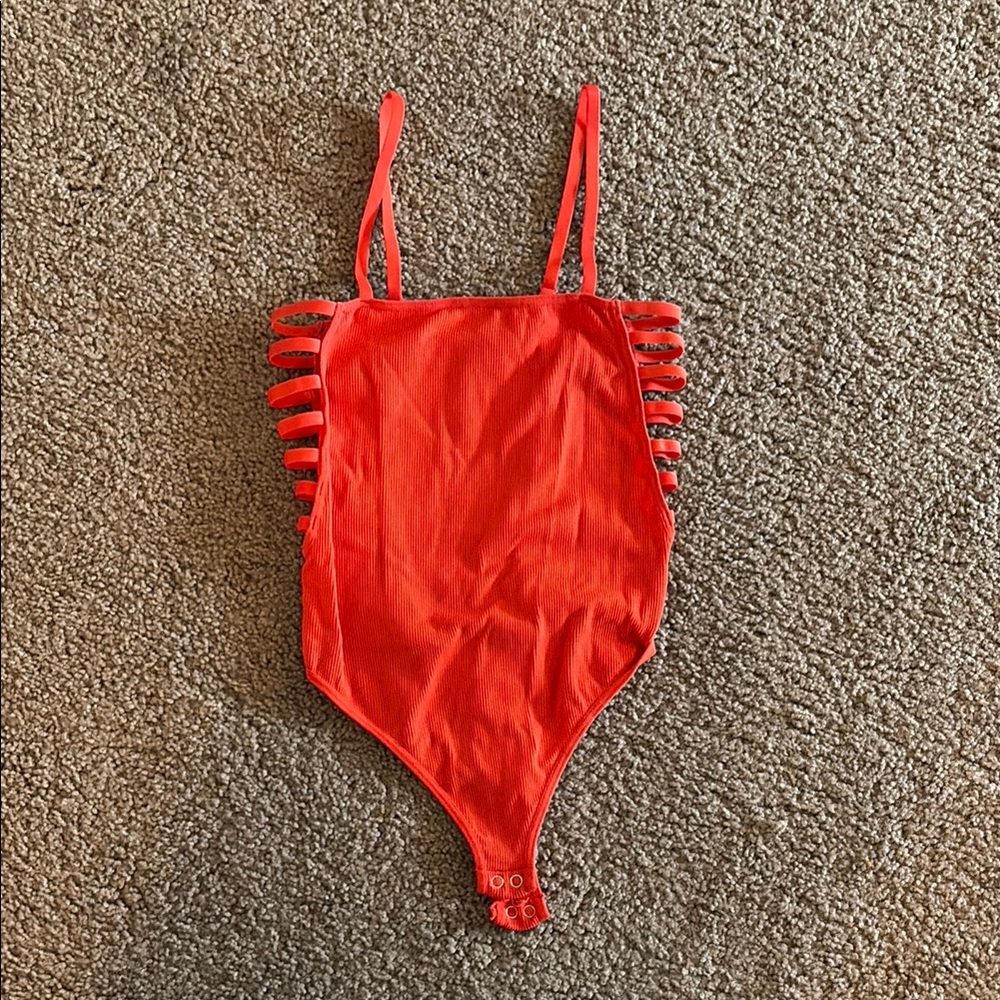 Forever 21 Orange Strappy Bodysuit